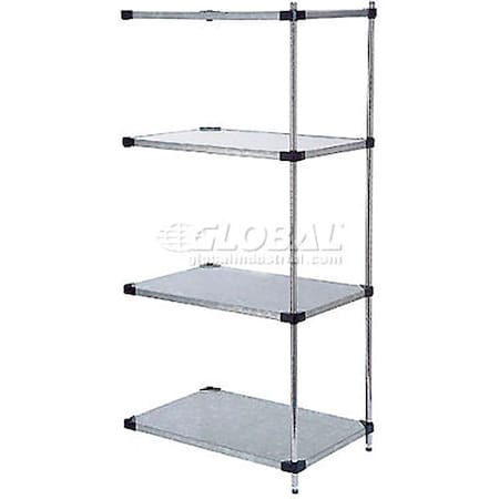 Nexel Galvanized Steel, 5 Tier, Solid Shelving Add-On Unit, 42Wx24Dx86H A24428SZ5